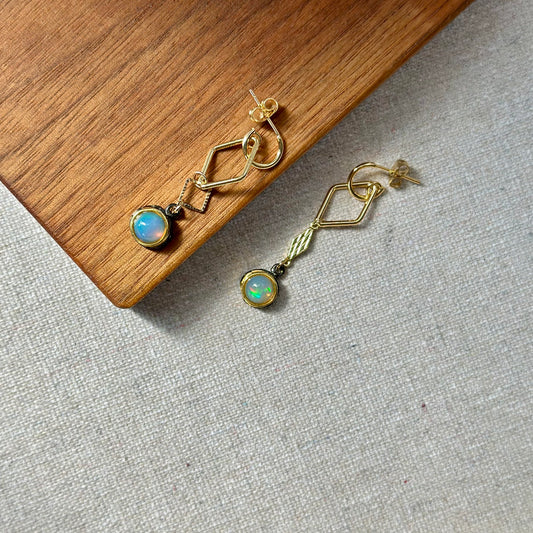 Opal Geometric Gold-plated Earring