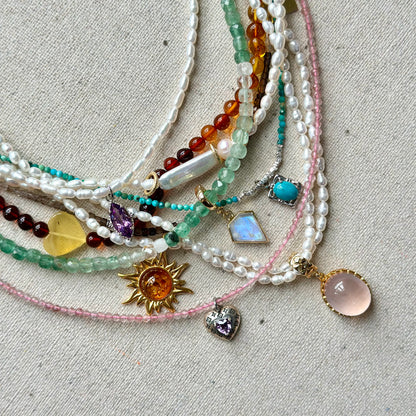 Smoky Quartz Beaded And Amber Necklace