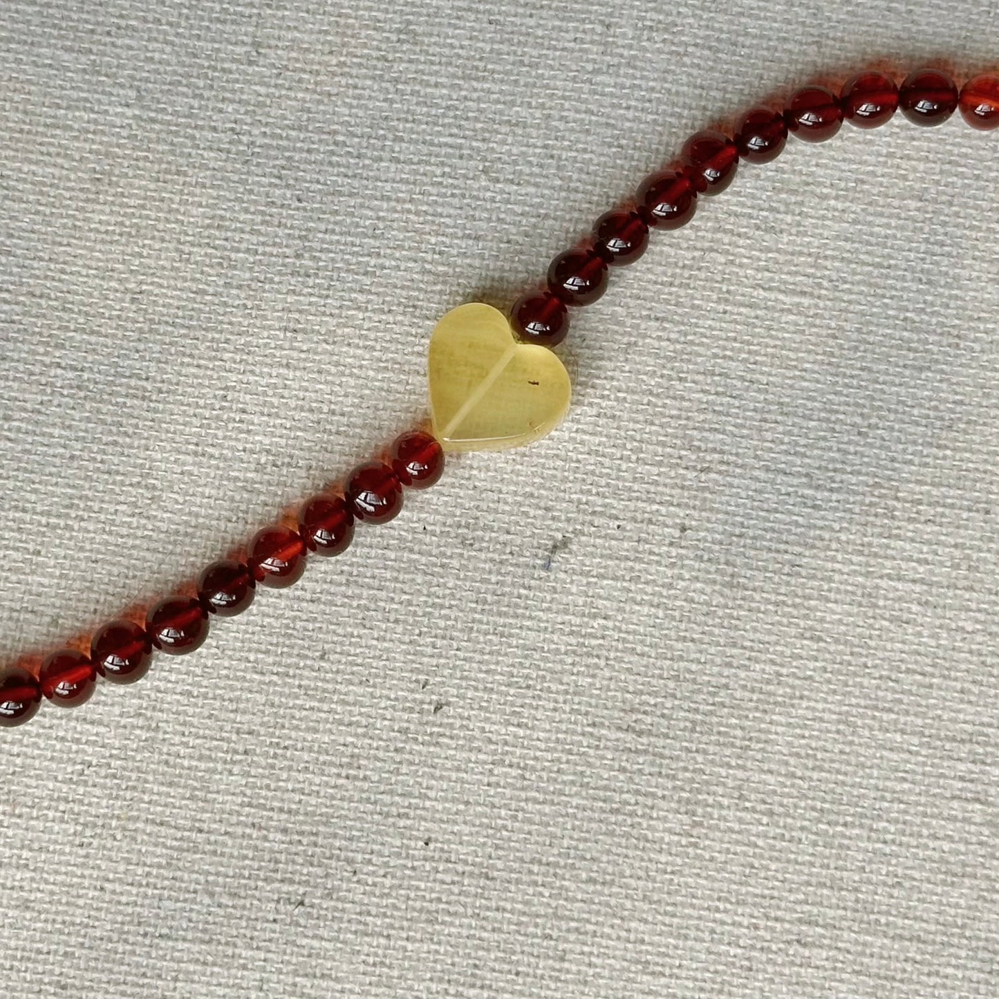 Heart-shaped Amber Beaded Necklace