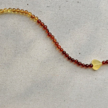 Heart-shaped Amber Beaded Necklace