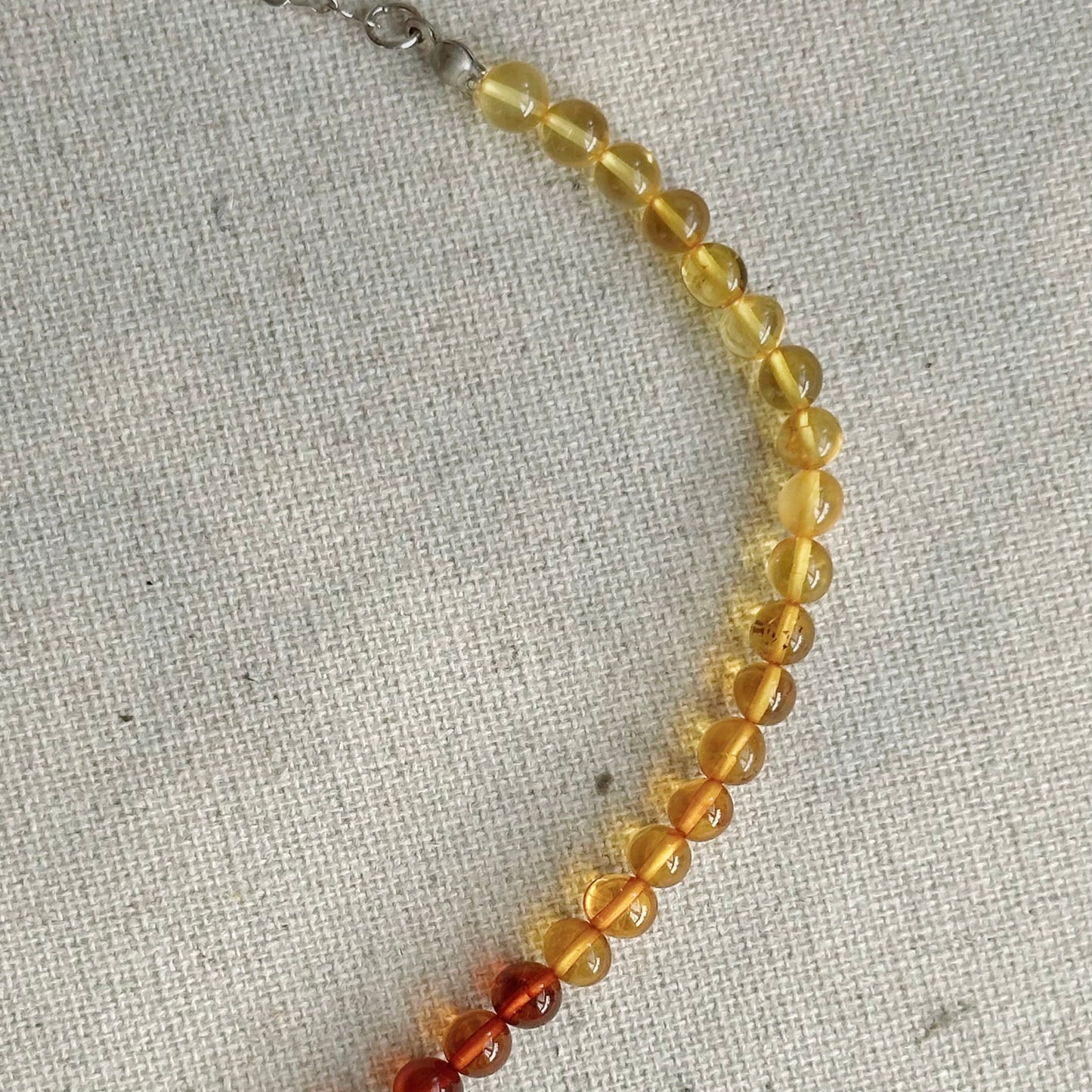 Heart-shaped Amber Beaded Necklace
