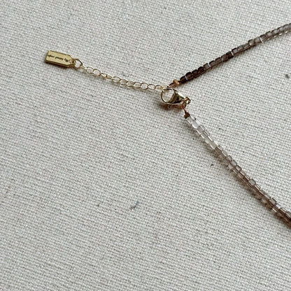 Smoky Quartz Beaded And Amber Necklace