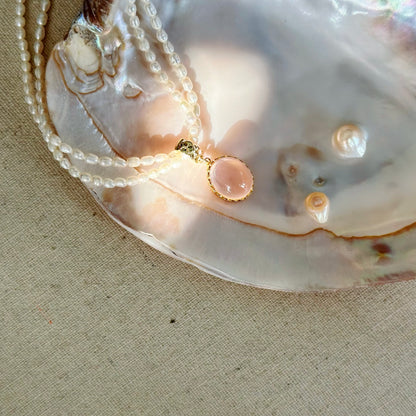 Two-way Rose Quartz And Double Layer Freshwater Pearl Beaded Necklace
