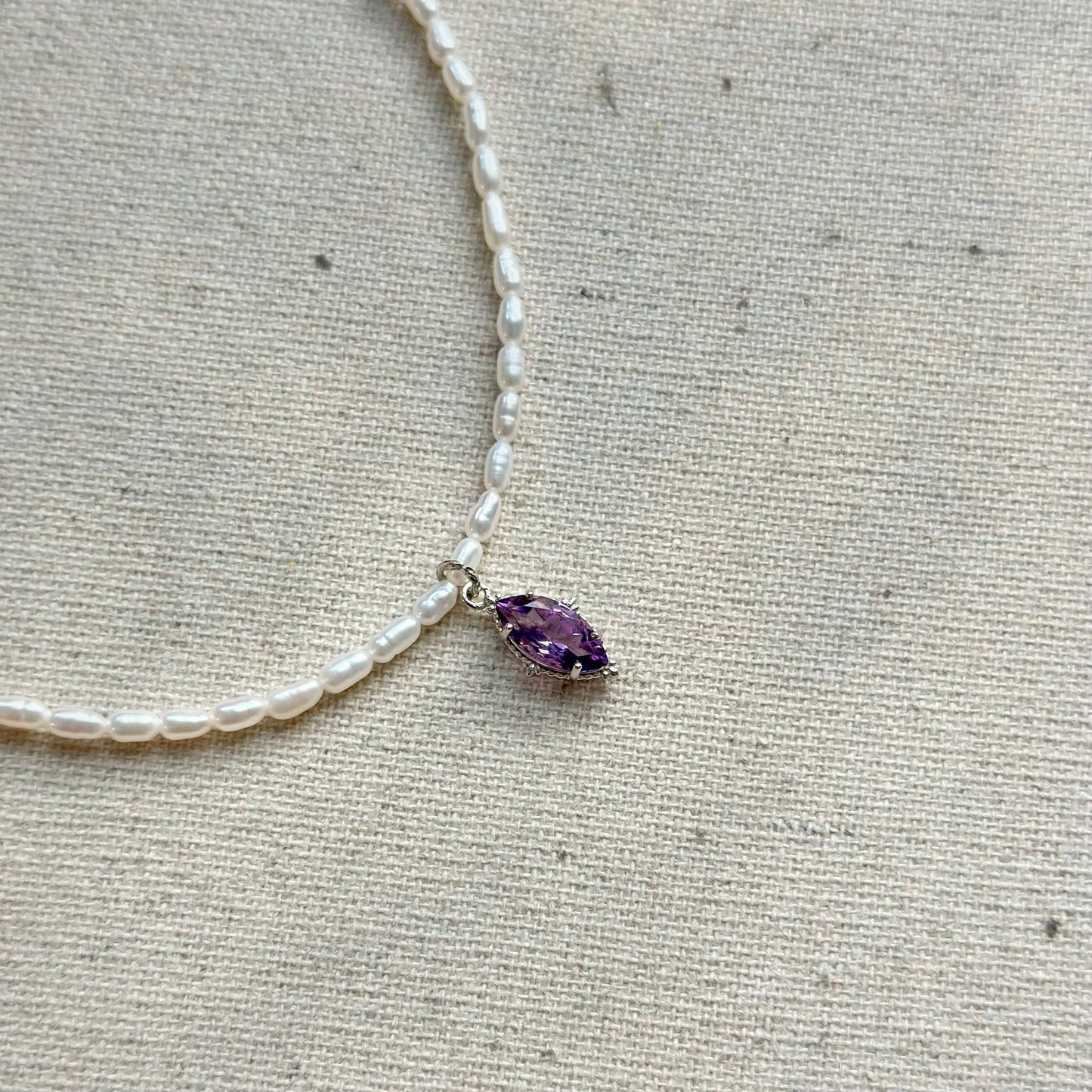 Freshwater Pearl Beaded And Amethyst Necklace
