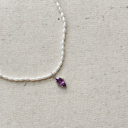 Freshwater Pearl Beaded And Amethyst Necklace