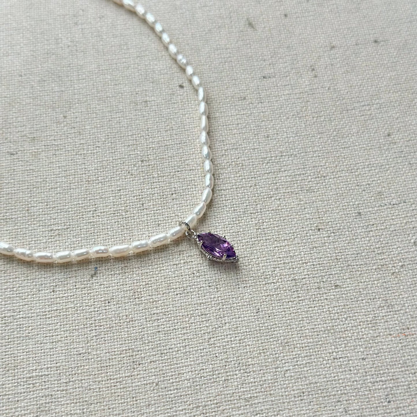 Freshwater Pearl Beaded And Amethyst Necklace
