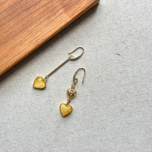 Amber Heart Gold-plated Earring