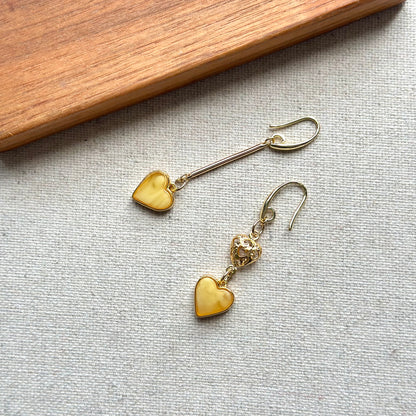 Amber Heart Gold-plated Earring
