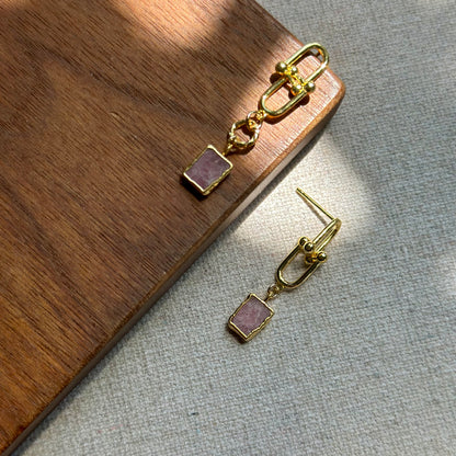 Rhodochrosite Gold-plated Earring