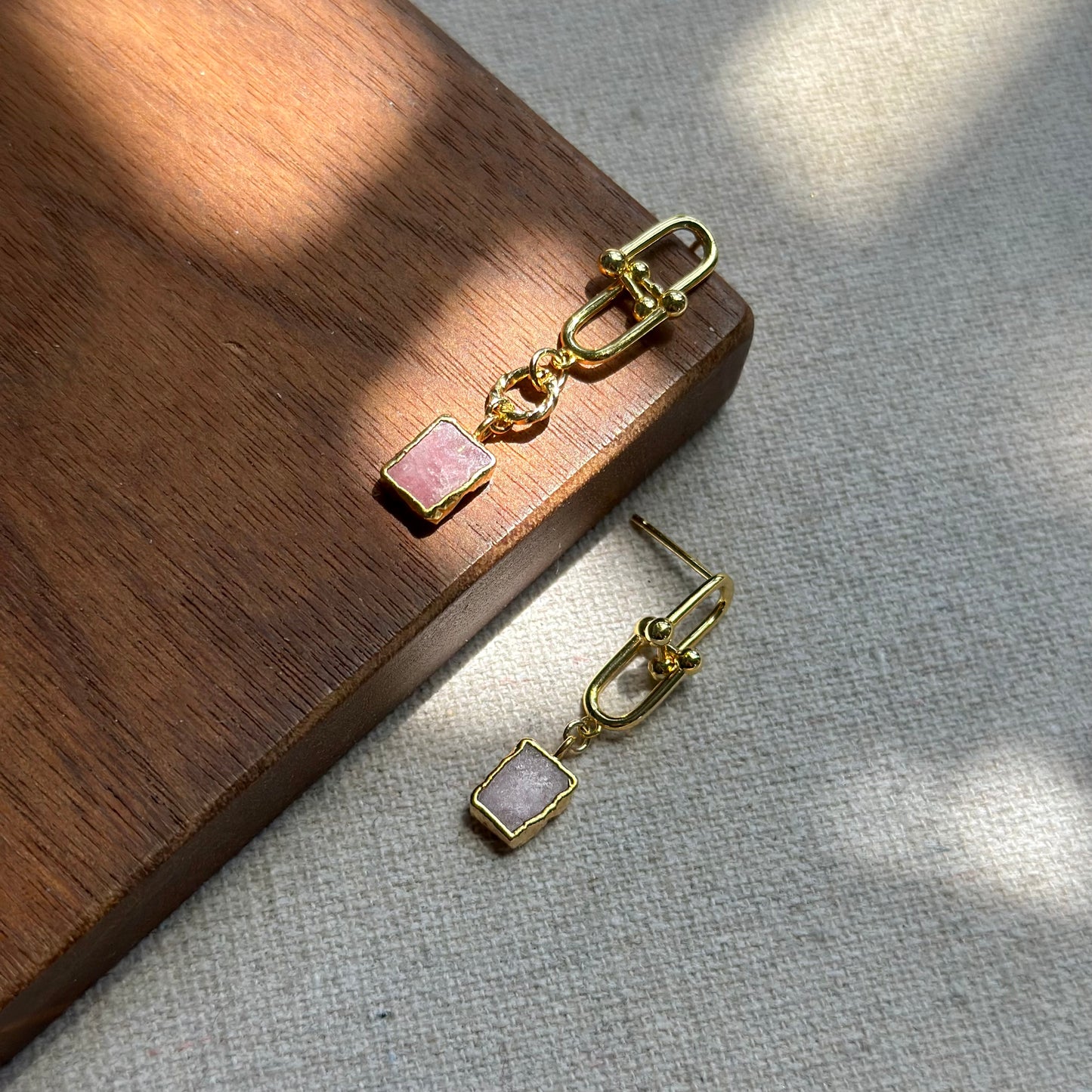 Rhodochrosite Gold-plated Earring