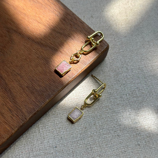 Rhodochrosite Gold-plated Earring
