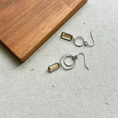 Citrine Asymmetric Sterling Silver Earring