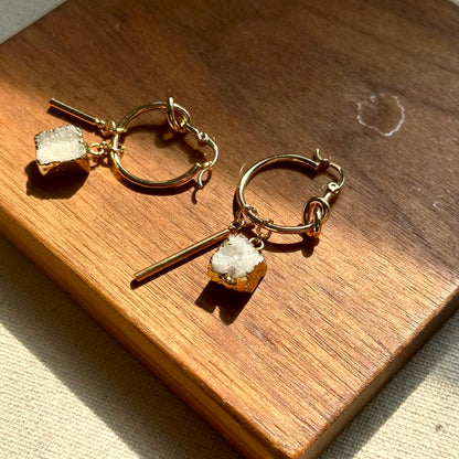 White Druzy Multi-way Gold-plated Ear Hoop