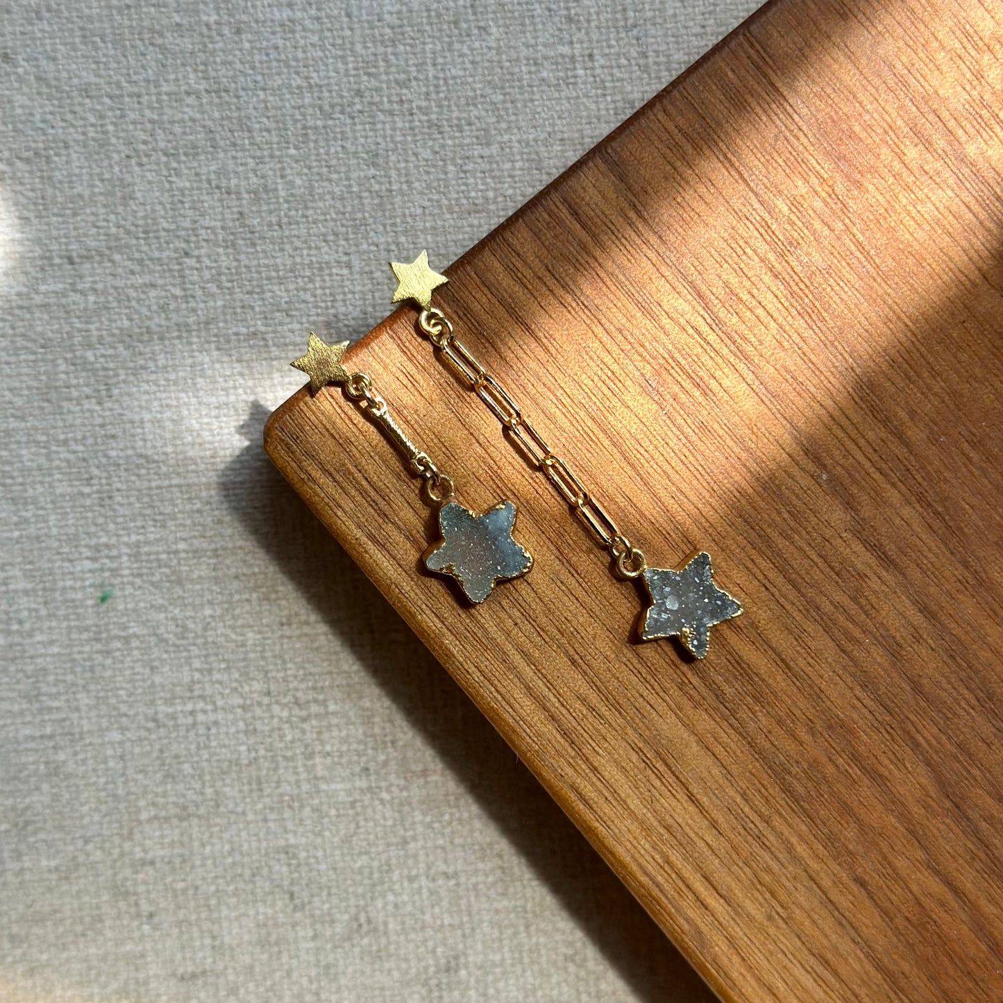 Blue Druzy Star Gold-plated Earring