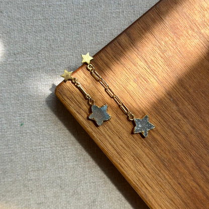 Blue Druzy Star Gold-plated Earring