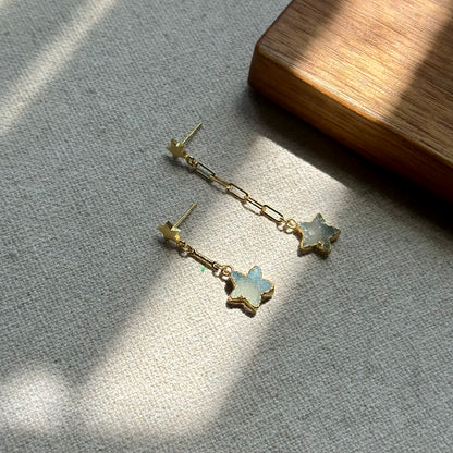 Blue Druzy Star Gold-plated Earring