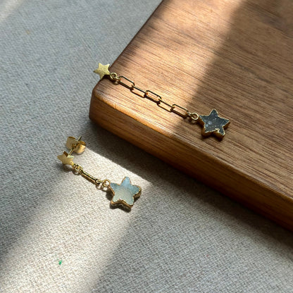 Blue Druzy Star Gold-plated Earring