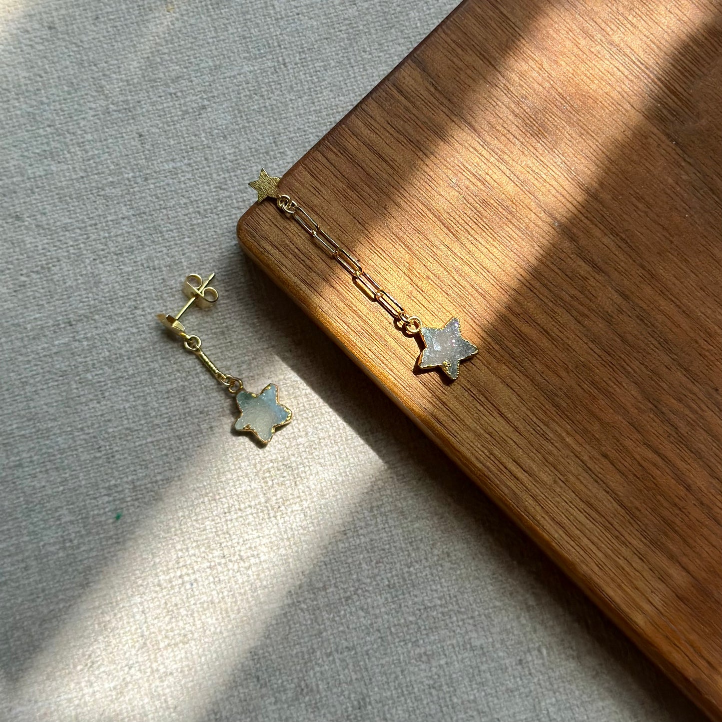 Blue Druzy Star Gold-plated Earring