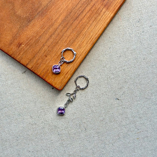 Two-way Amethyst Sterling Silver Ear Hoop