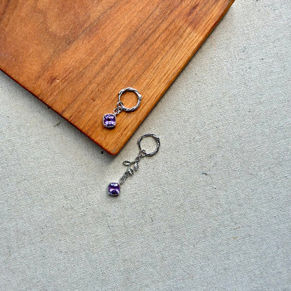 Two-way Amethyst Sterling Silver Ear Hoop