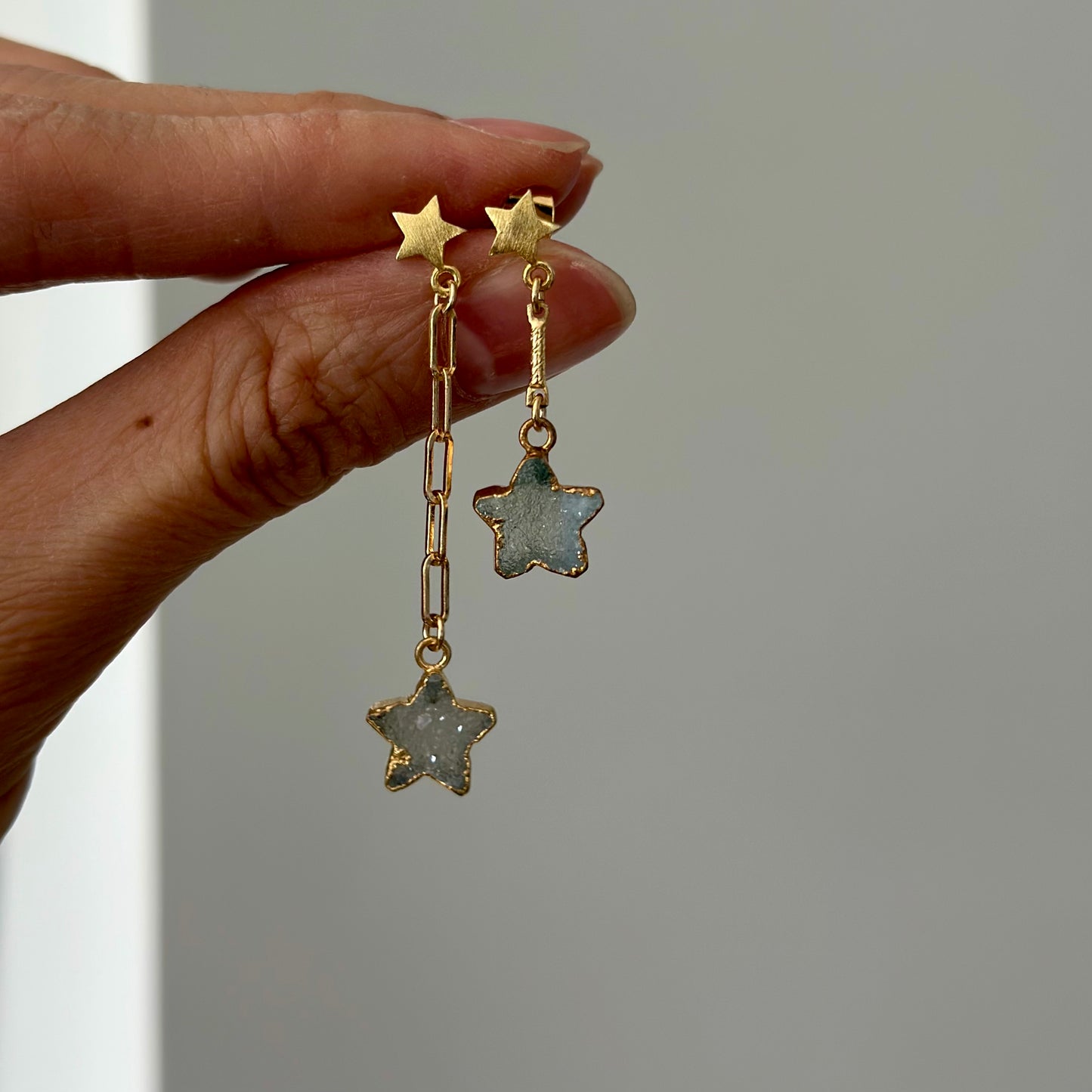 Blue Druzy Star Gold-plated Earring