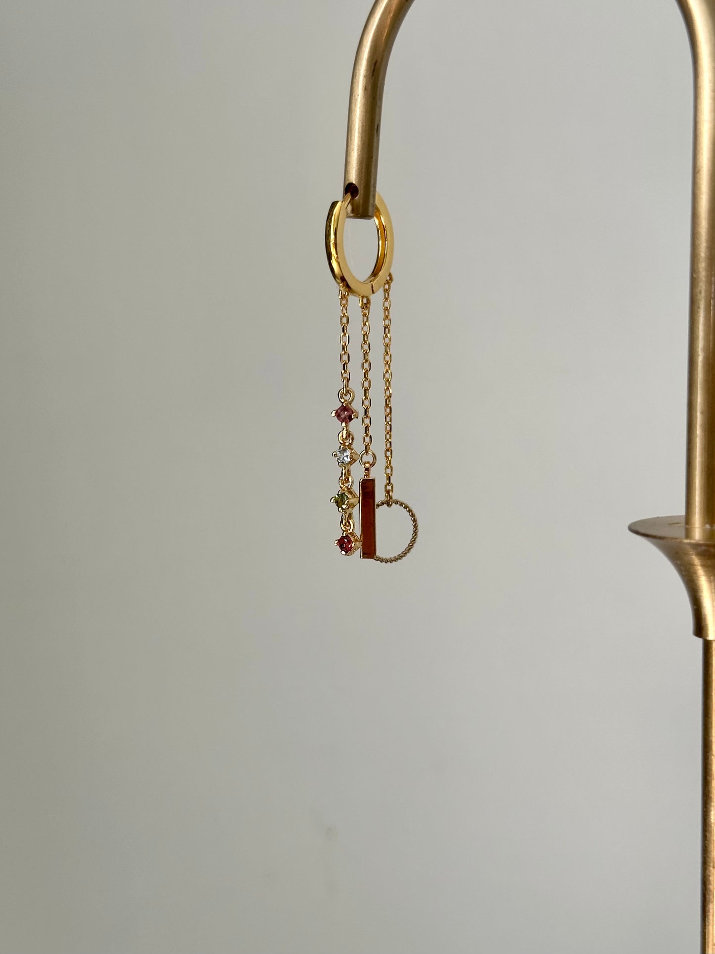 Tourmaline Dangling Gold-plated Ear Hoop