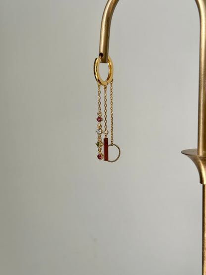 Tourmaline Dangling Gold-plated Ear Hoop