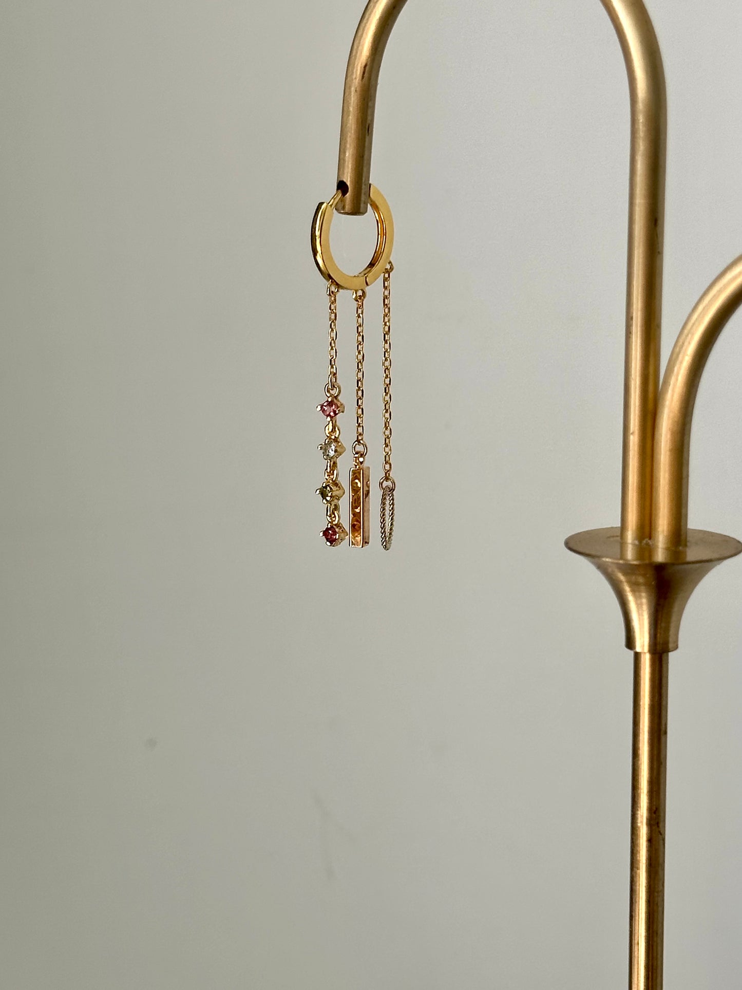 Tourmaline Dangling Gold-plated Ear Hoop