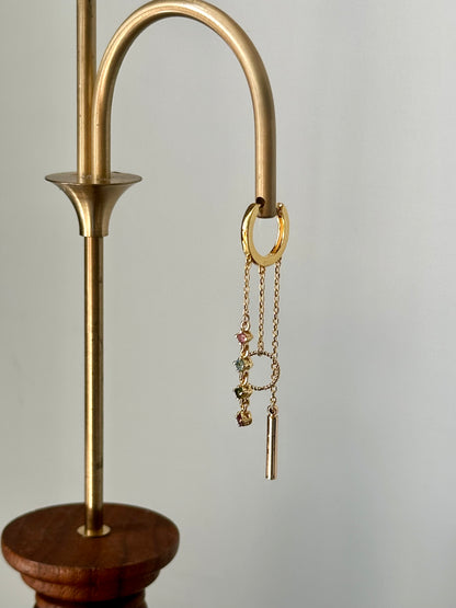 Tourmaline Dangling Gold-plated Ear Hoop