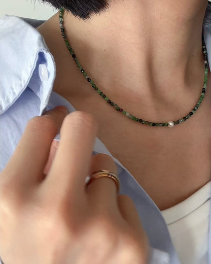 Ruby Zoisite And Freshwater Pearl Beaded Necklace