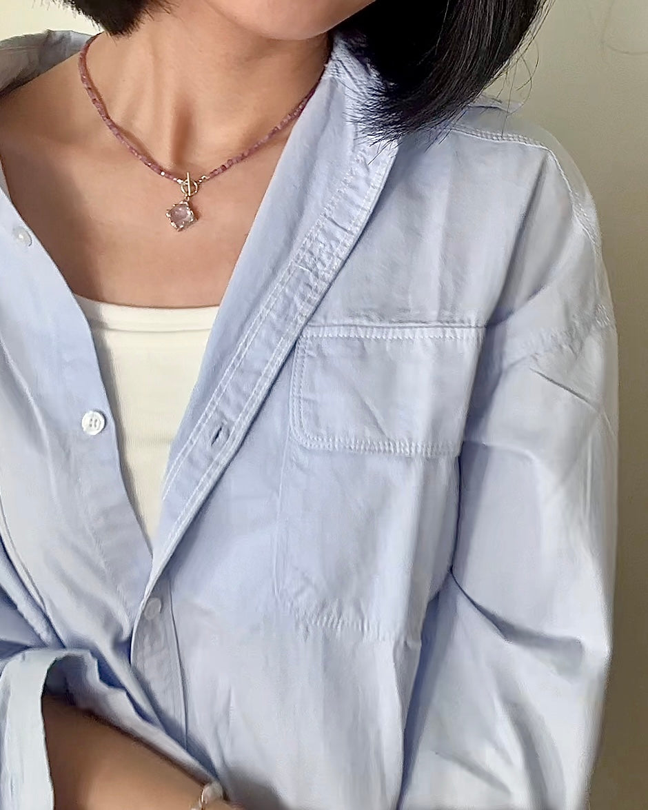 Pink Tourmaline Beaded And Rose Quartz Necklace