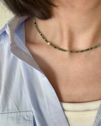 Ruby Zoisite And Freshwater Pearl Beaded Necklace