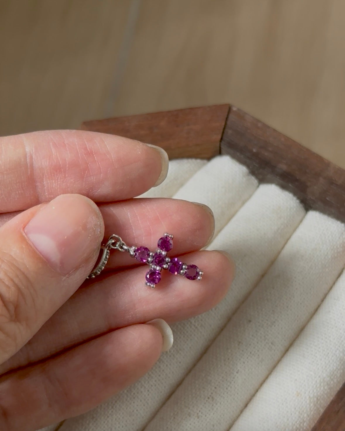 Garnet Cross Sterling Silver Pendant