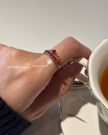 Garnet Rose Adjustable Gold-plated Sterling Silver Ring