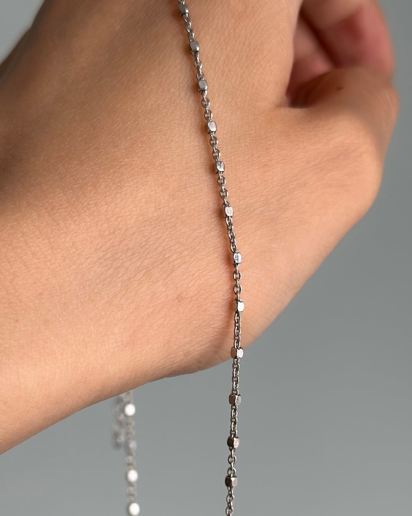 Italian Sterling Silver Cube Diamond Cut Necklace
