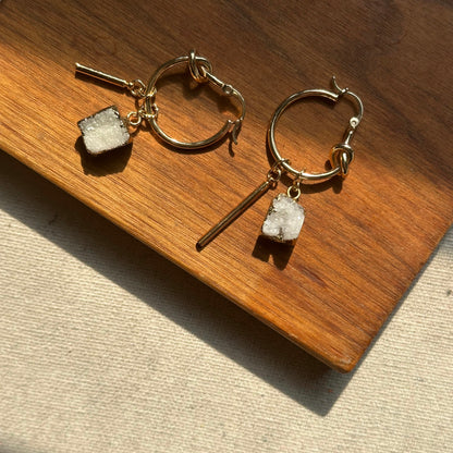 White Druzy Multi-way Gold-plated Ear Hoop