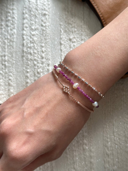 Ruby And Freshwater Pearl Beaded Bracelet