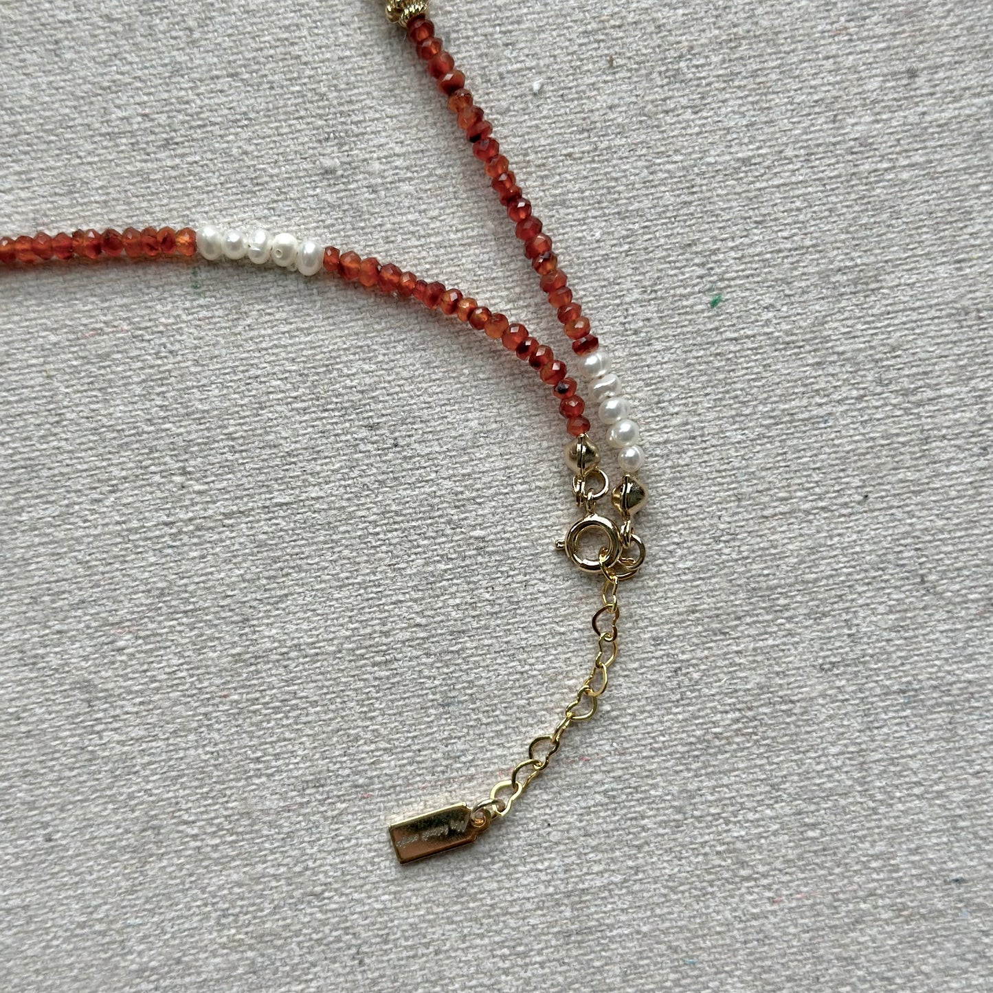 Carnelian And Freshwater Pearl Beaded Necklace