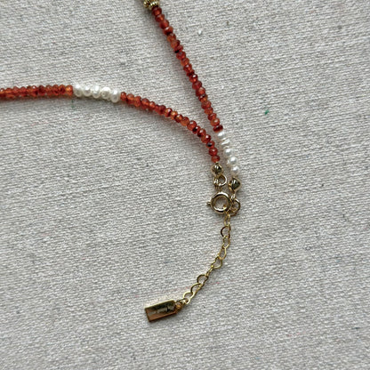 Carnelian And Freshwater Pearl Beaded Necklace