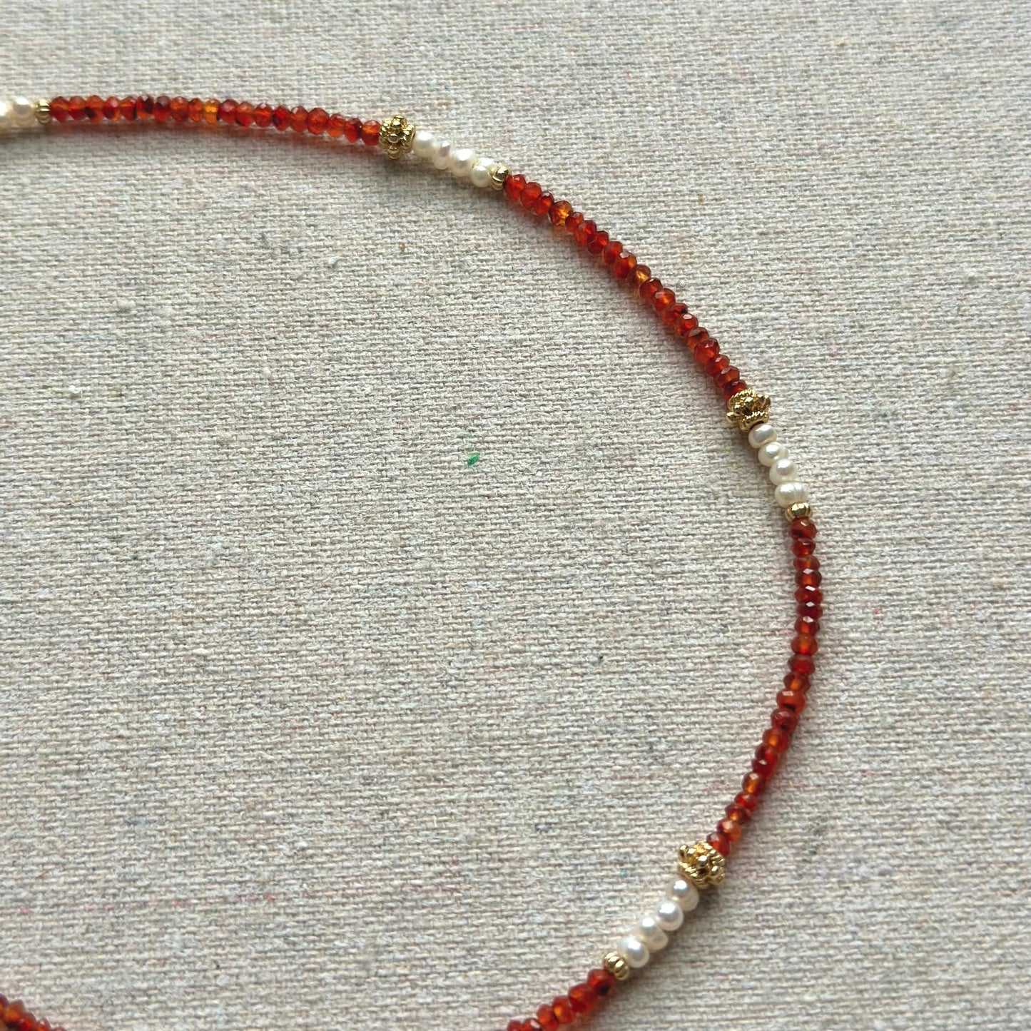Carnelian And Freshwater Pearl Beaded Necklace