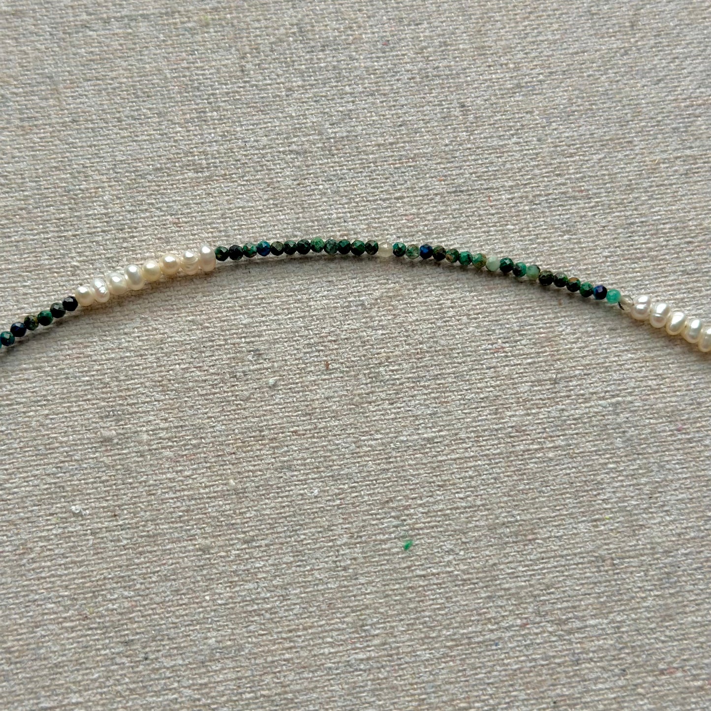 Chrysocolla And Freshwater Pearl Beaded Necklace