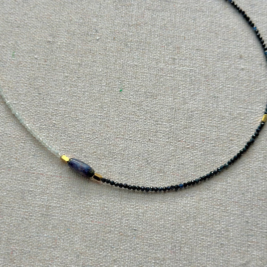 Blue Sapphire And Moonstone Beaded Necklace