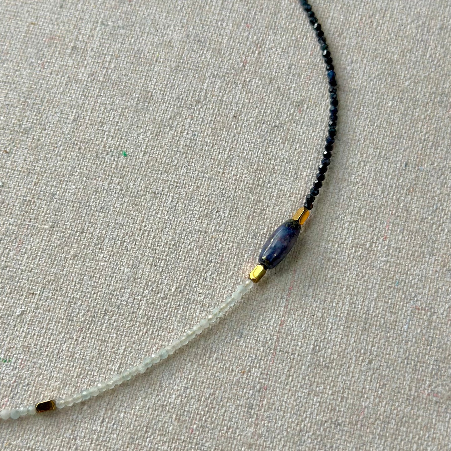 Blue Sapphire And Moonstone Beaded Necklace