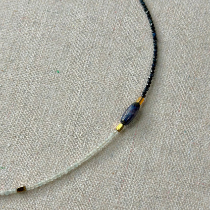 Blue Sapphire And Moonstone Beaded Necklace