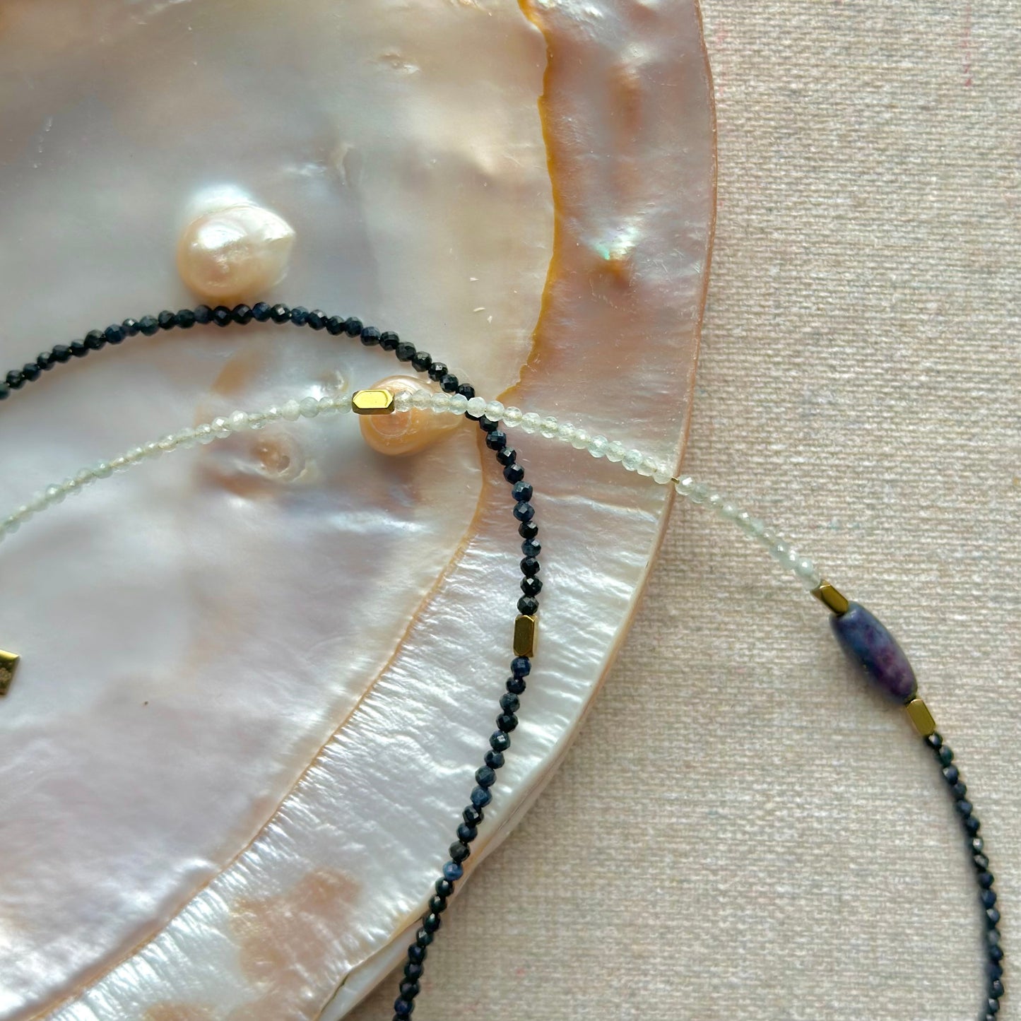 Blue Sapphire And Moonstone Beaded Necklace