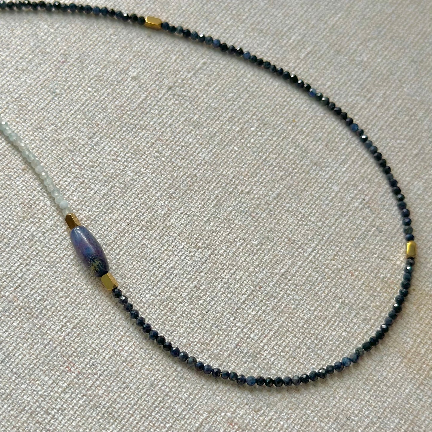 Blue Sapphire And Moonstone Beaded Necklace