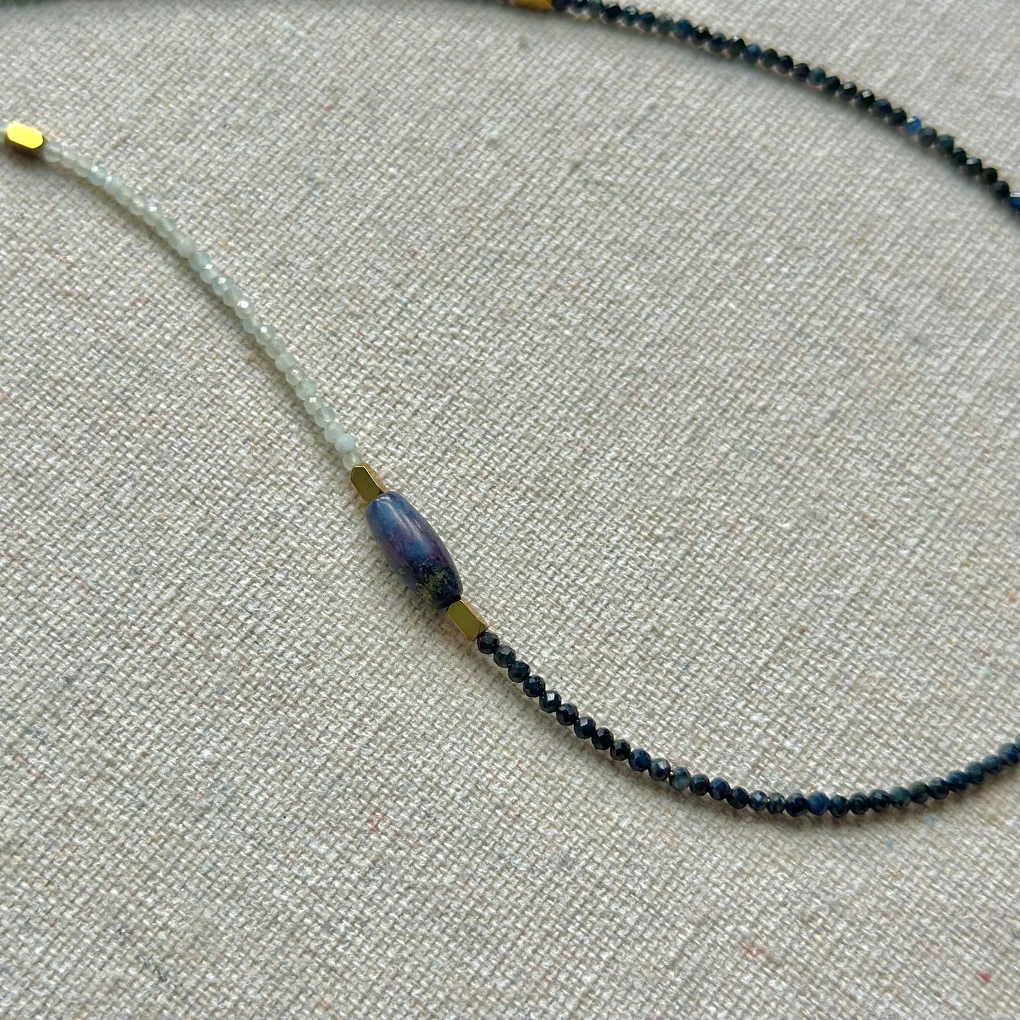 Blue Sapphire And Moonstone Beaded Necklace