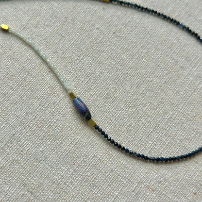 Blue Sapphire And Moonstone Beaded Necklace