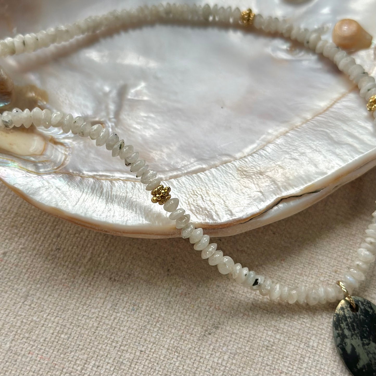 Moonstone And Pyrite Beaded Necklace