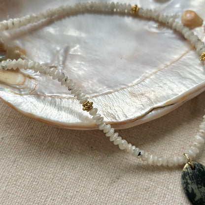 Moonstone And Pyrite Beaded Necklace
